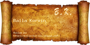 Balla Korvin névjegykártya