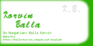 korvin balla business card